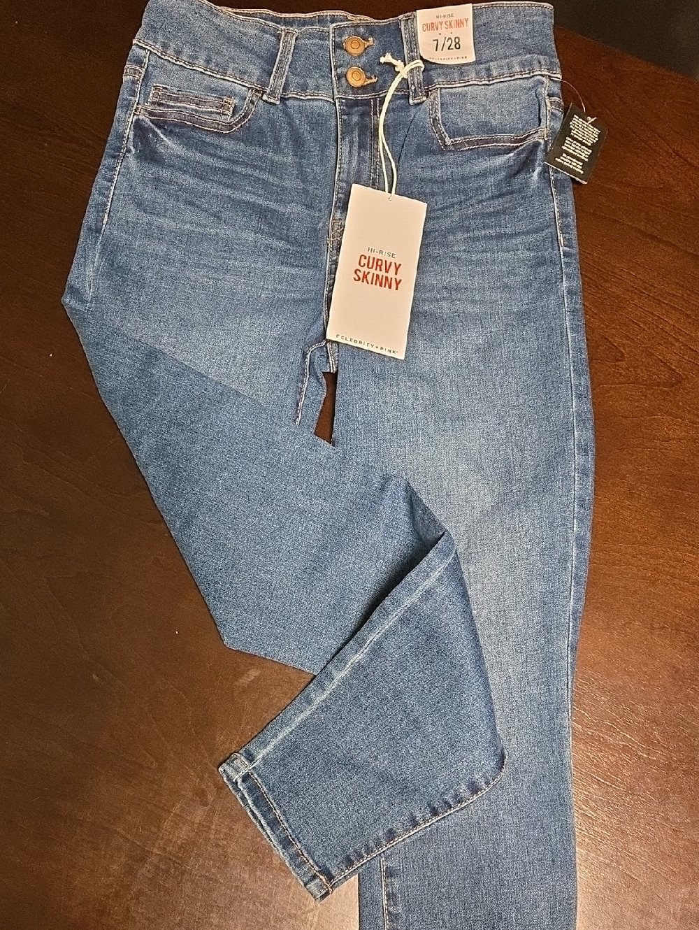 Celebrity Pink High-Rise Curvy Skinny Jeans in Blue Denim